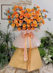 Kệ khai trương vàng cam